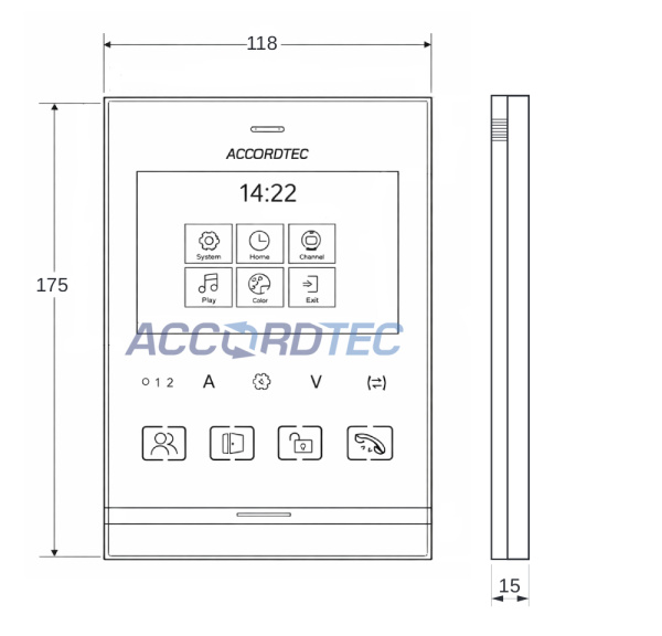 AT-VD434 BL Muon Монитор видеодомофона ACCORDTEC CVBS, 4,3", аналоговый